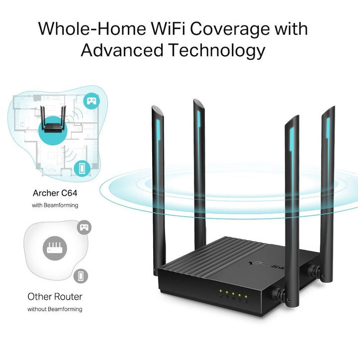 TP-Link Archer C64 AC1200 Wireless MU-MIMO WiFi Router - ACE Peripherals