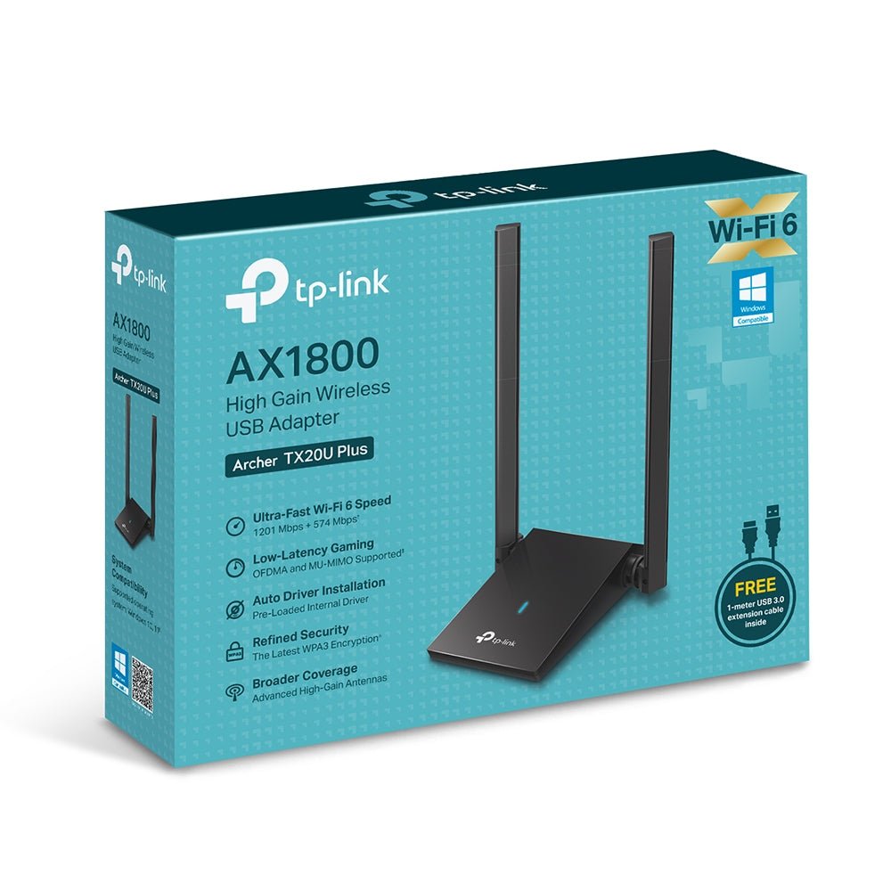 TP-Link Archer TX20U Plus AX1800 Dual Antennas High Gain Wi-Fi 6 USB Adapter - ACE Peripherals