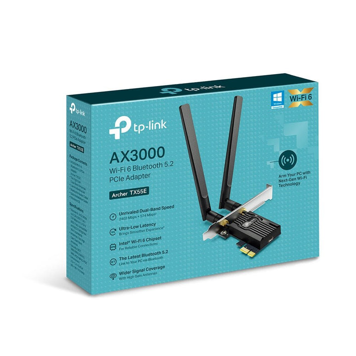 TP-Link Archer TX55E AX3000 Wi-Fi 6 Bluetooth 5.2 PCIe Adapter - ACE Peripherals