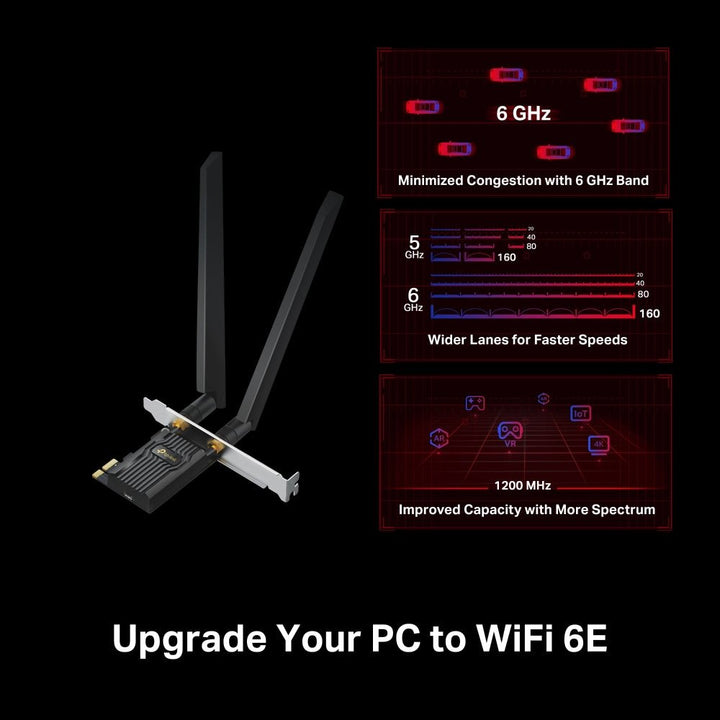 TP-Link Archer TXE72E AXE5400 Wi-Fi 6E Bluetooth 5.3 PCIe Adapter - ACE Peripherals