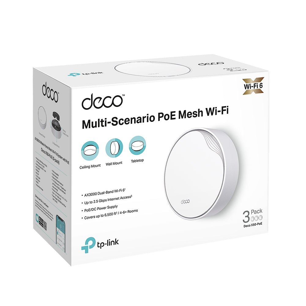 TP-Link Deco X50-PoE AX3000 Whole Home Mesh WiFi 6 System with PoE - ACE Peripherals