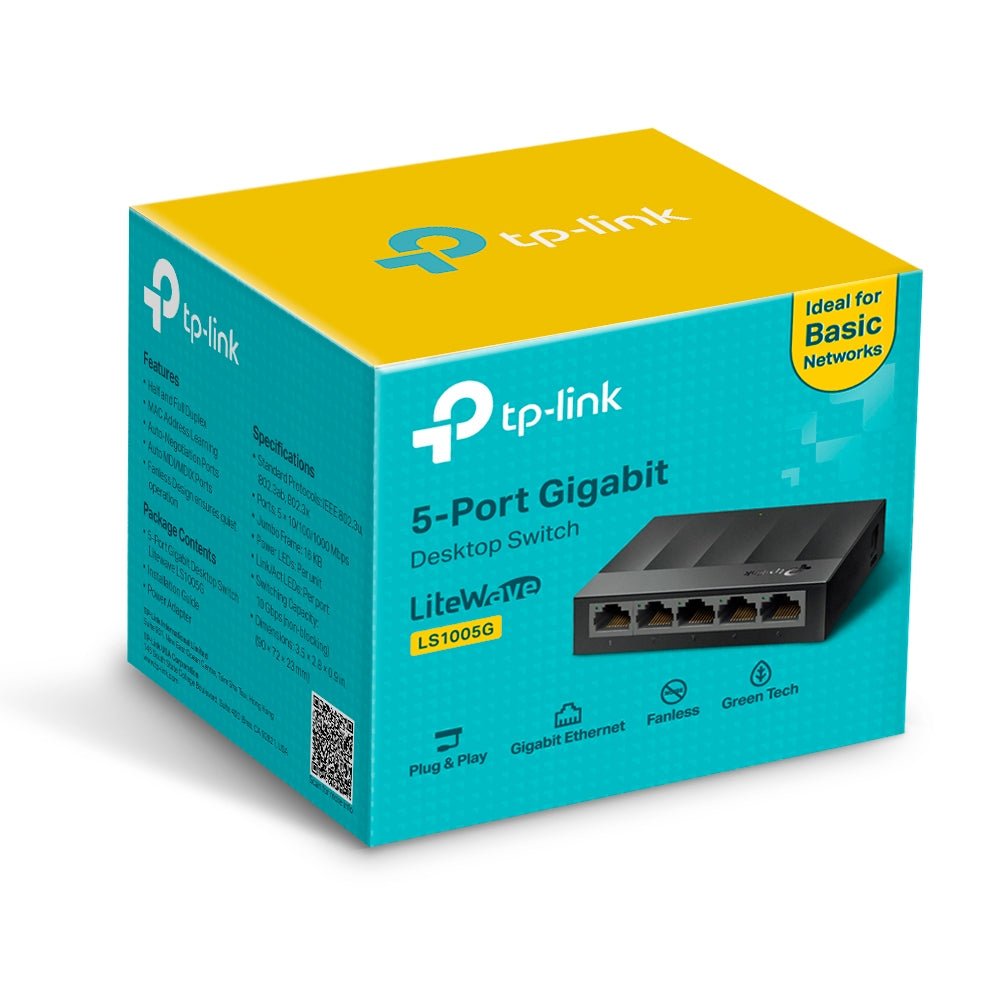 TP-Link LS1005G 5-Port 10/100/1000Mbps Desktop Network Switch - ACE Peripherals