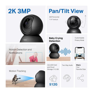 TP-Link Tapo C211 3MP 2K HD WiFi 360º Pan Tilt IP Camera - ACE Peripherals