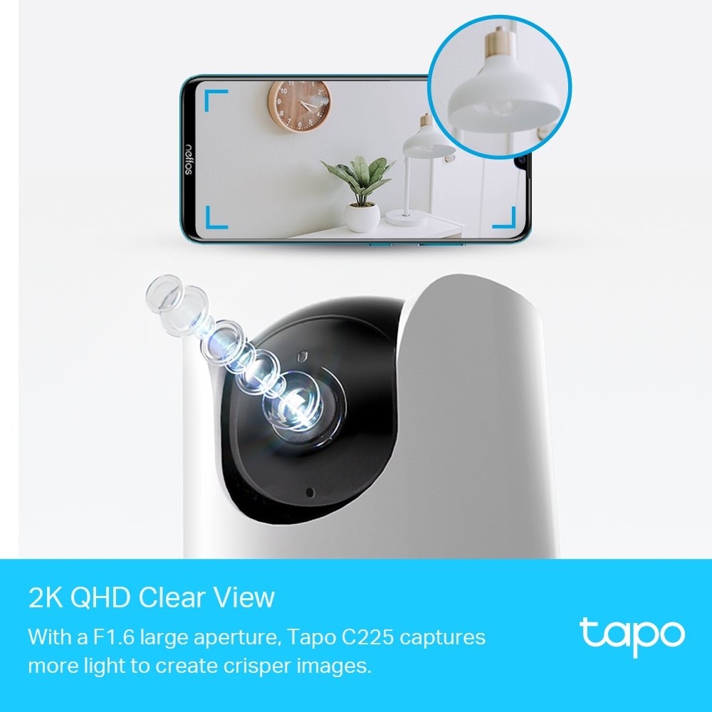 TP-Link Tapo C225 4MP 2K QHD WiFi 360º Pan Tilt IP Camera with Smart AI Detection - ACE Peripherals