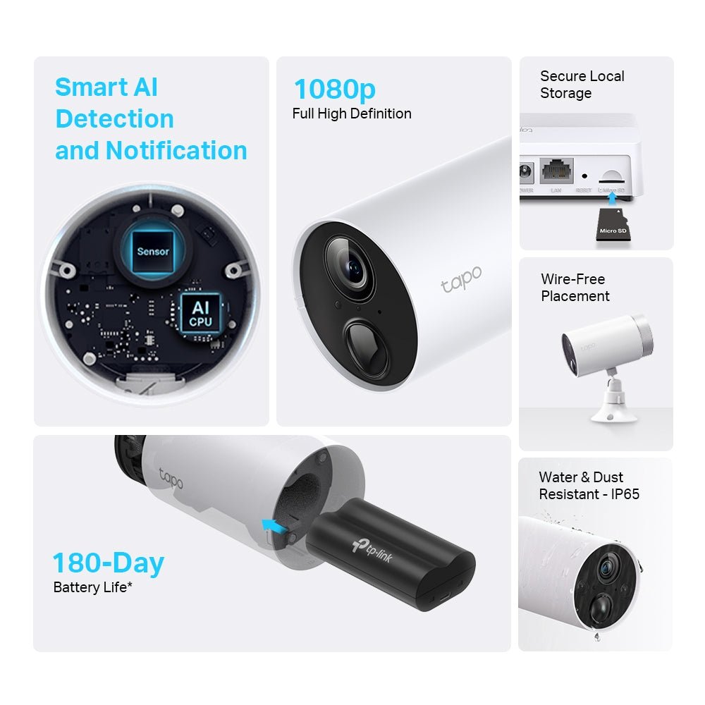 TP-Link Tapo C400S2 2MP FHD WiFi Outdoor Battery Bullet IP Camera (2-Camera Wire-Free) - ACE Peripherals