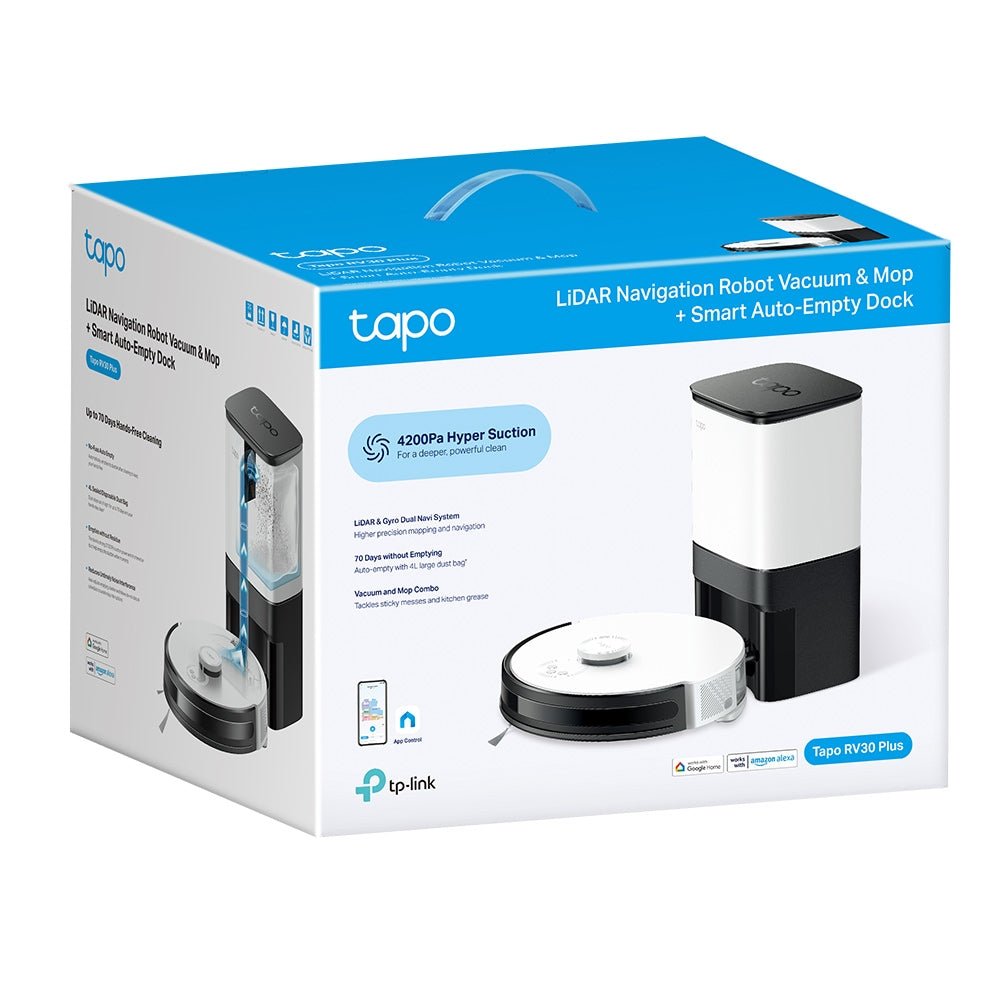 TP-Link Tapo RV30 Plus LiDAR Navigation Robot Vacuum & Mop + Smart Auto-Empty Dock - ACE Peripherals
