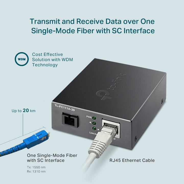TP-Link TL-FC111A-20 10/100 Mbps WDM Media Converter - ACE Peripherals