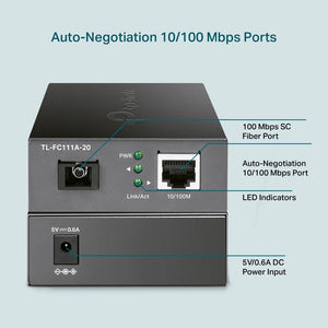 TP-Link TL-FC111A-20 10/100 Mbps WDM Media Converter - ACE Peripherals