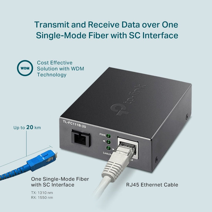 TP-Link TL-FC111B-20 10/100 Mbps WDM Media Converter - ACE Peripherals