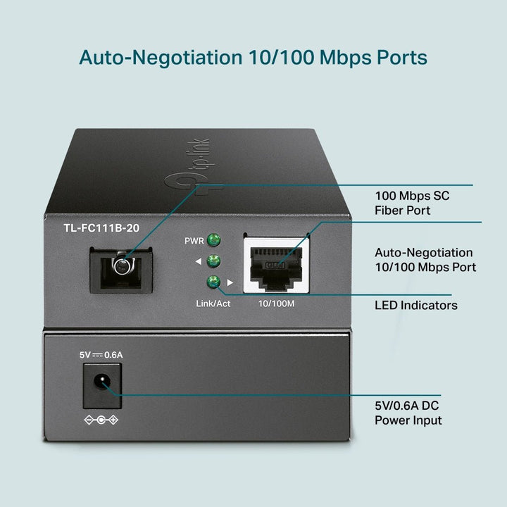 TP-Link TL-FC111B-20 10/100 Mbps WDM Media Converter - ACE Peripherals