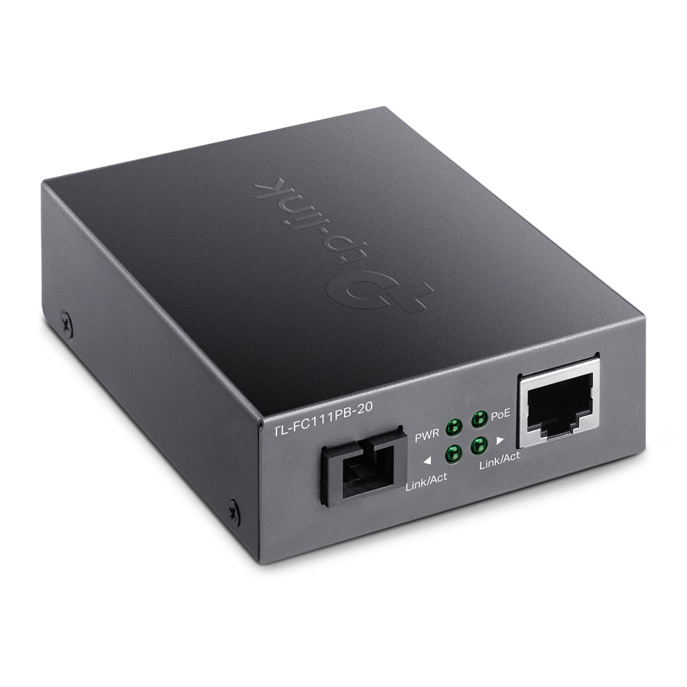 TP-Link TL-FC111PB-20 10/100Mbps WDM Media Converter with 1-Port PoE - ACE Peripherals
