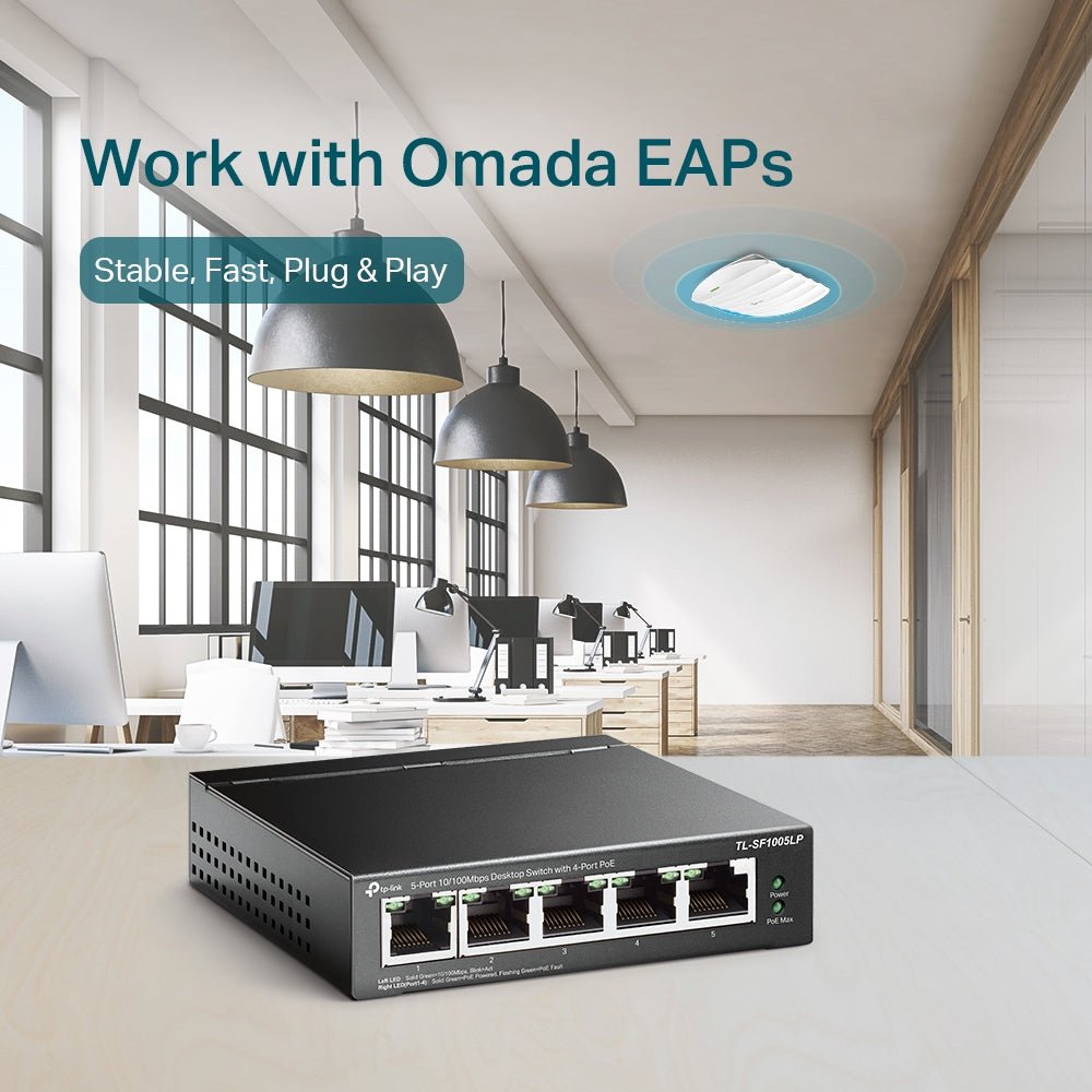 TP-Link TL-SF1005LP 5-Port 10/100Mbps 250m Long Range PoE Unmanaged Switch - ACE Peripherals