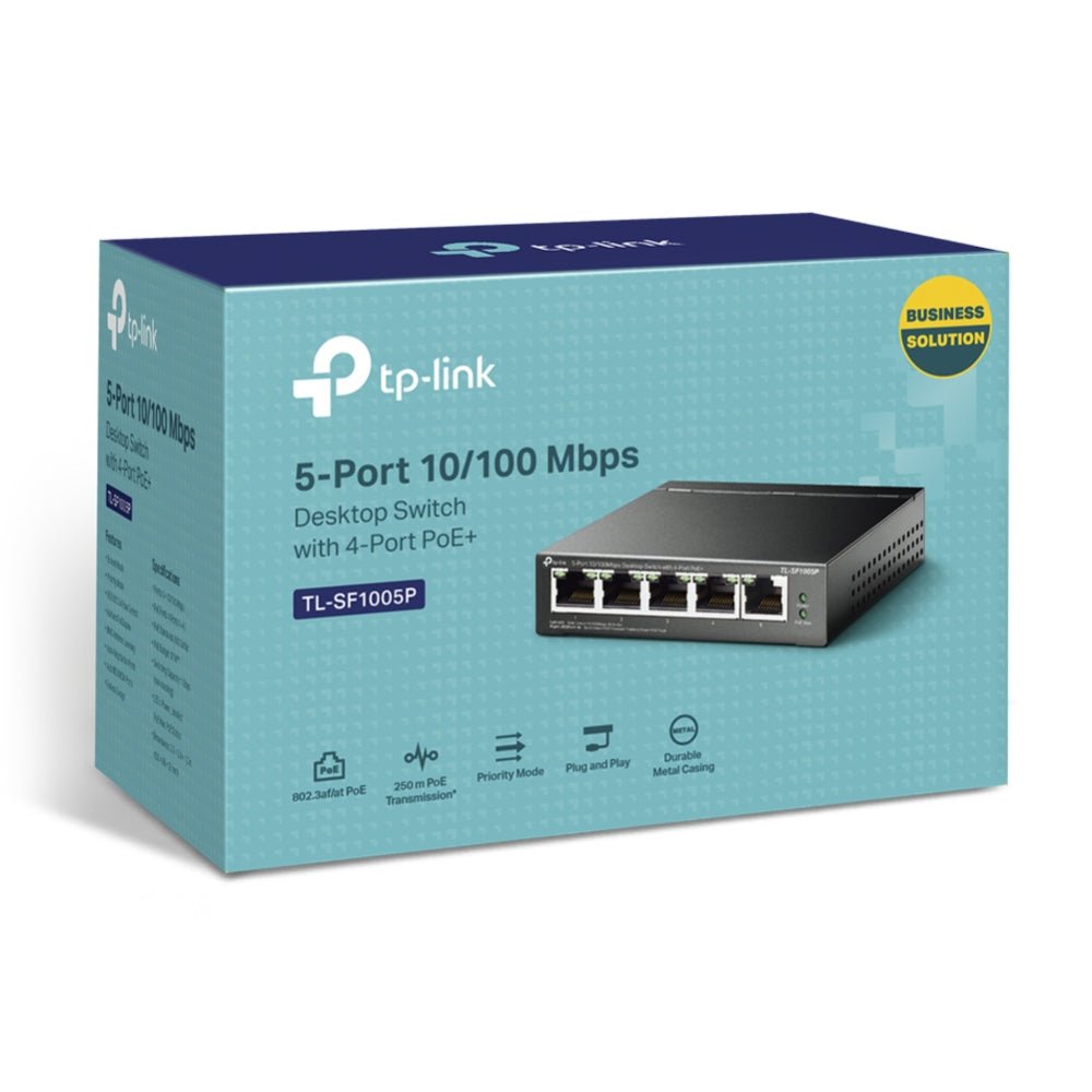 TP-Link TL-SF1005P 5-Port 10/100Mbps with 4-Port PoE+ Unmanaged Switch - ACE Peripherals