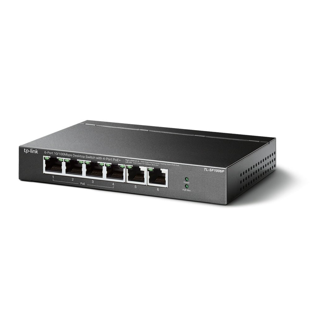 TP-Link TL-SF1006P 6-Port 10/100Mbps 250m Long Range PoE Switch with 4-Port PoE+ Unmanaged Switch - ACE Peripherals