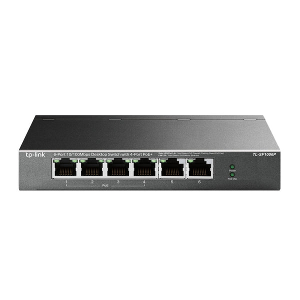 TP-Link TL-SF1006P 6-Port 10/100Mbps 250m Long Range PoE Switch with 4-Port PoE+ Unmanaged Switch - ACE Peripherals