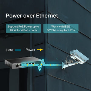 TP-Link TL-SF1006P 6-Port 10/100Mbps 250m Long Range PoE Switch with 4-Port PoE+ Unmanaged Switch - ACE Peripherals