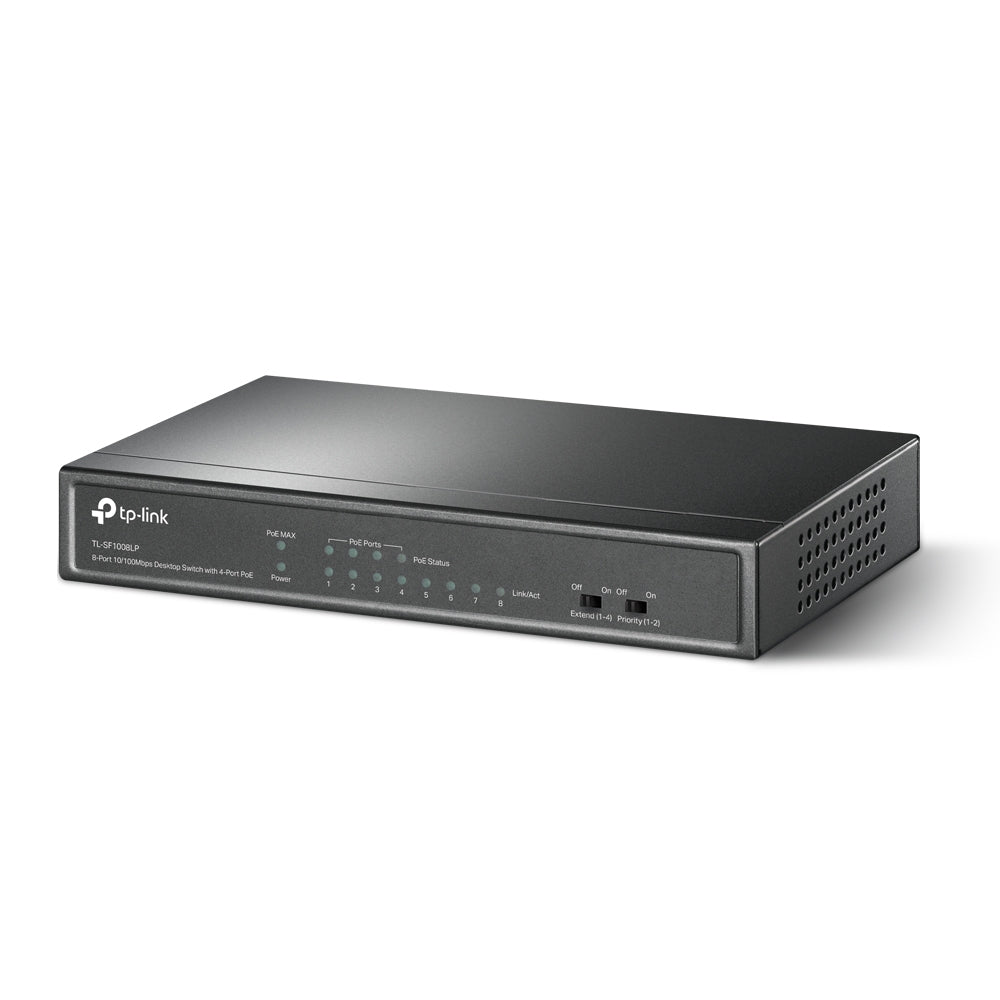 TP-Link TL-SF1008LP 8-Port 10/100Mbps with 4-Port 250m Long Range PoE Unmanaged Switch - ACE Peripherals