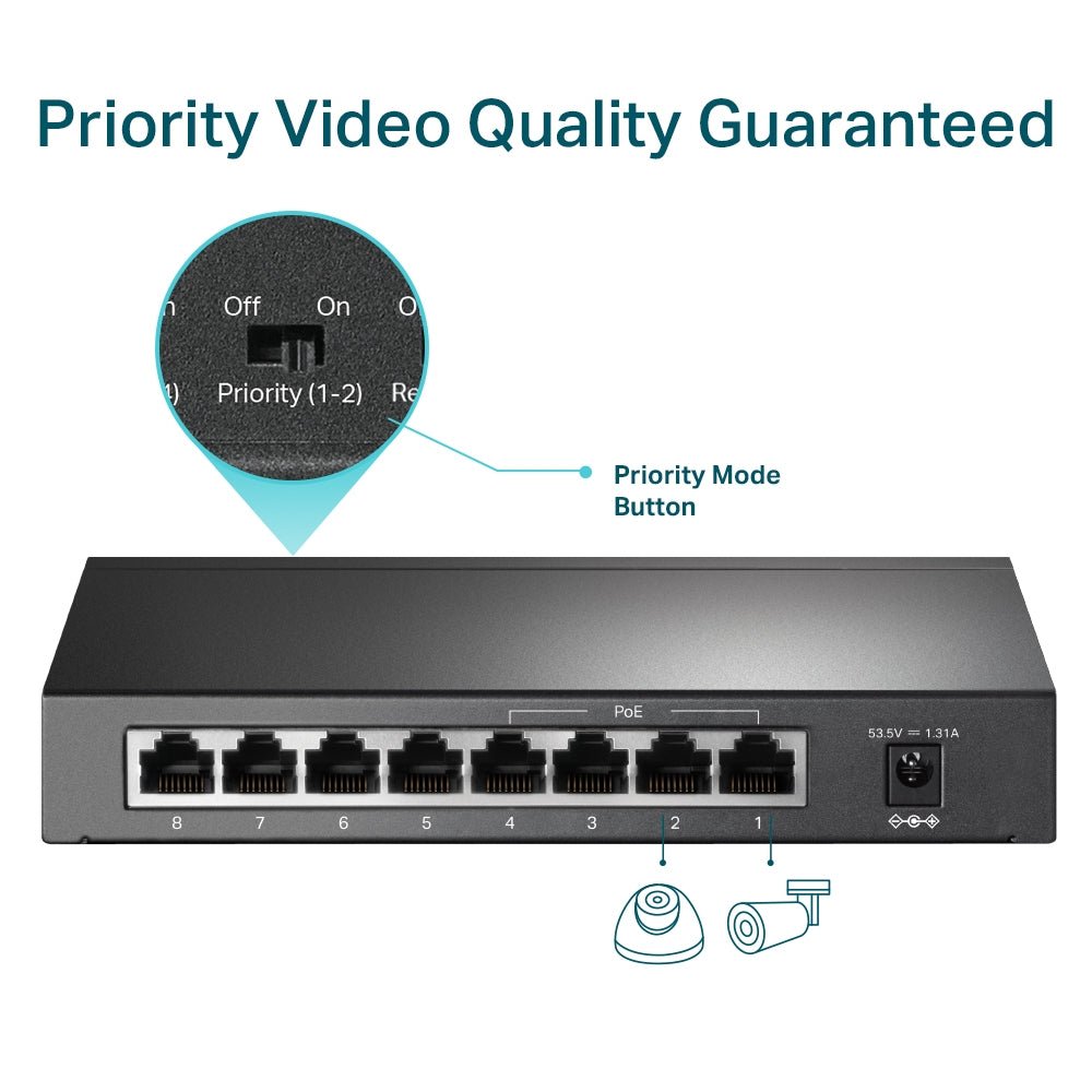 TP-Link TL-SF1008P 8-Port 10/100Mbps with 4-Port PoE+ Unmanaged Switch - ACE Peripherals