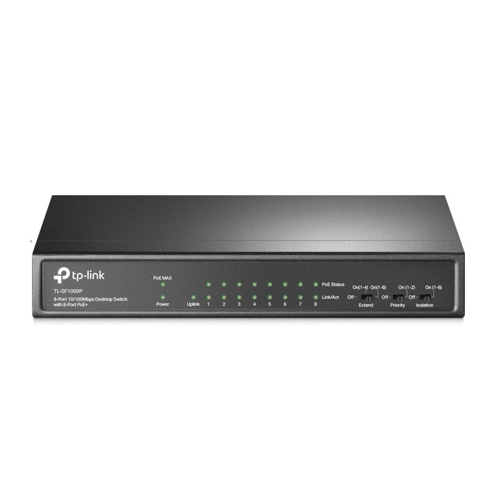 TP-Link TL-SF1009P 9-Port 10/100Mbps with 8-Port 250m Long Range PoE+ Unmanaged Switch - ACE Peripherals