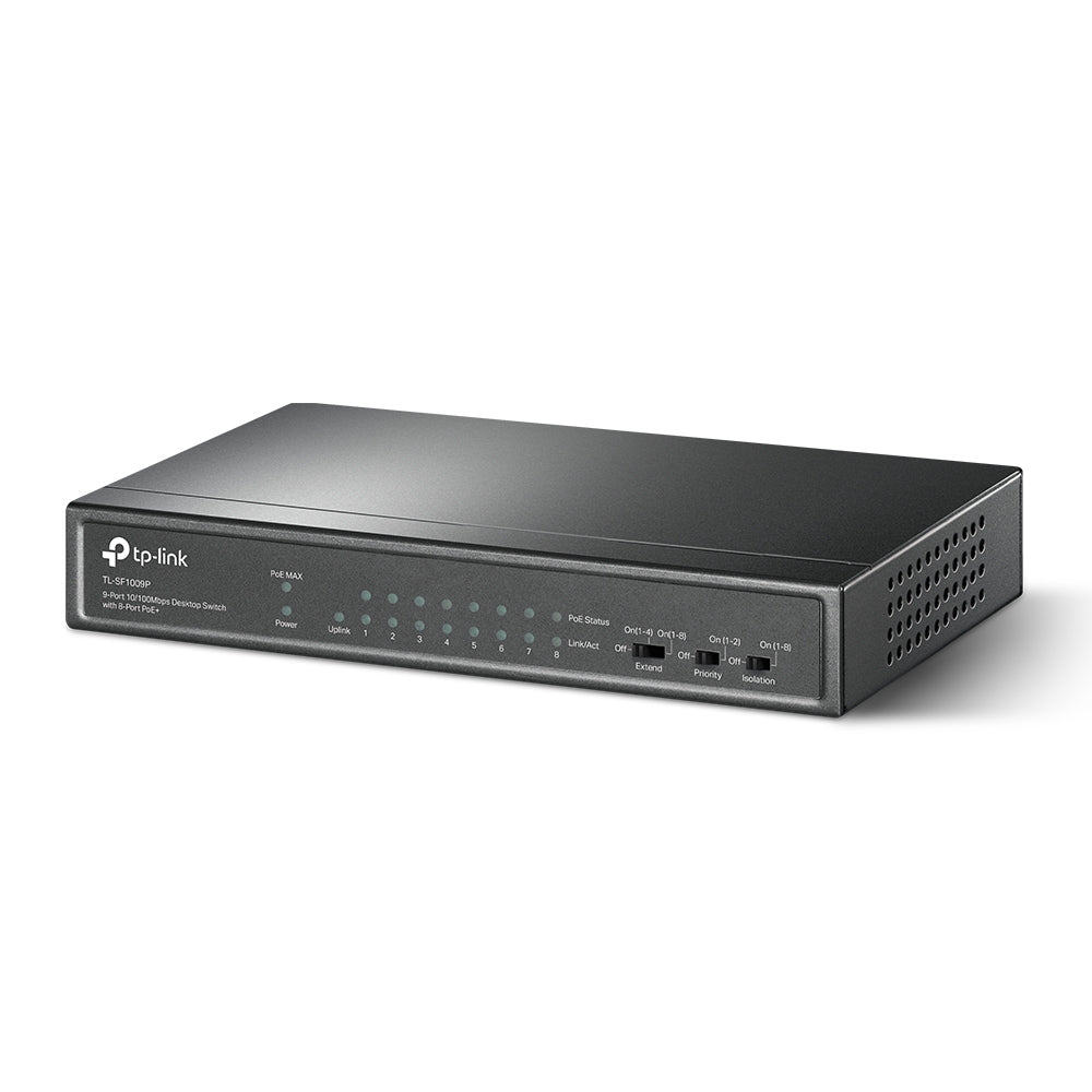 TP-Link TL-SF1009P 9-Port 10/100Mbps with 8-Port 250m Long Range PoE+ Unmanaged Switch - ACE Peripherals