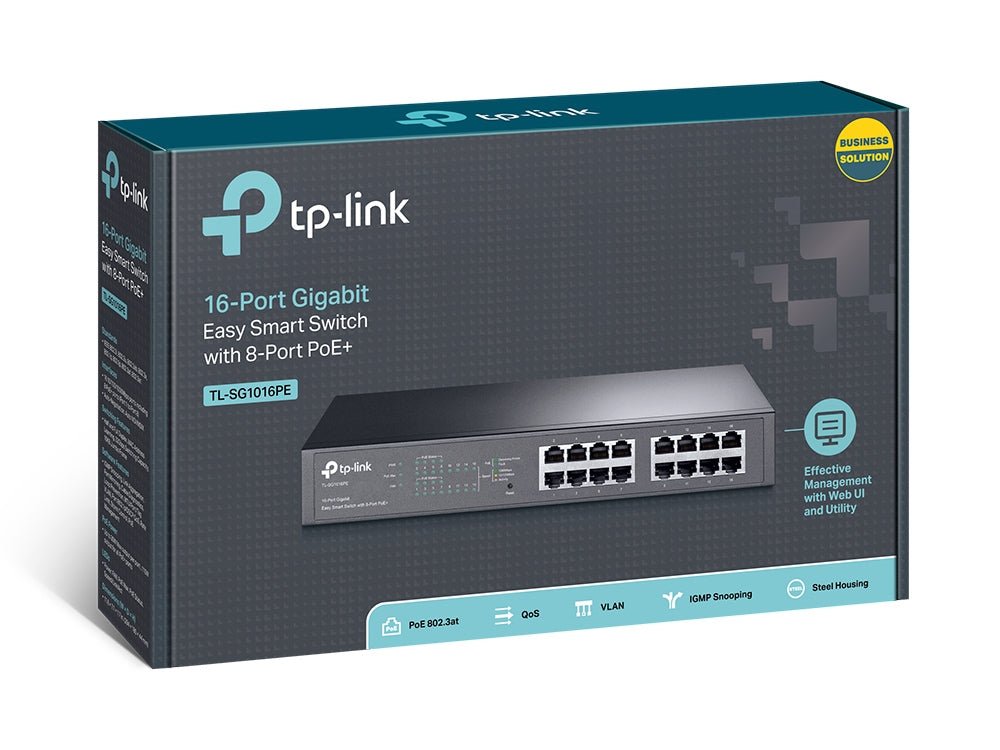 TP-Link TL-SG1016PE 16-Port Gigabit Easy Smart PoE Switch with 8-Port PoE+ - ACE Peripherals