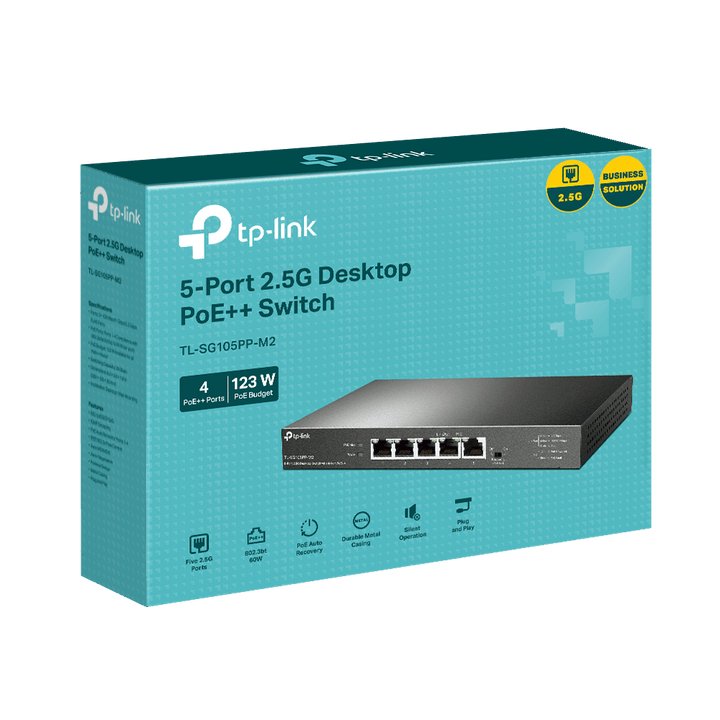 TP-Link TL-SG105PP-M2 5-Port 2.5G with 4-Port PoE++ Unmanaged Switch - ACE Peripherals