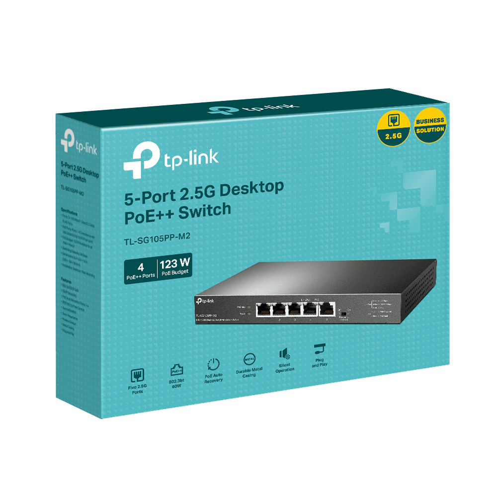 TP-Link TL-SG105PP-M2 5-Port 2.5G with 4-Port PoE++ Unmanaged Switch - ACE Peripherals