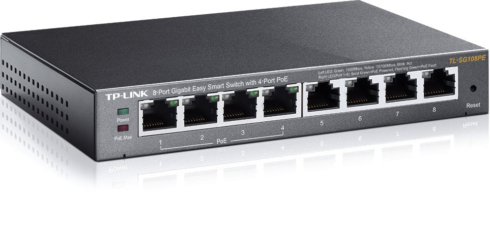 TP-Link TL-SG108PE 8-Port Gigabit Easy Smart Switch with 4-Port PoE - ACE Peripherals