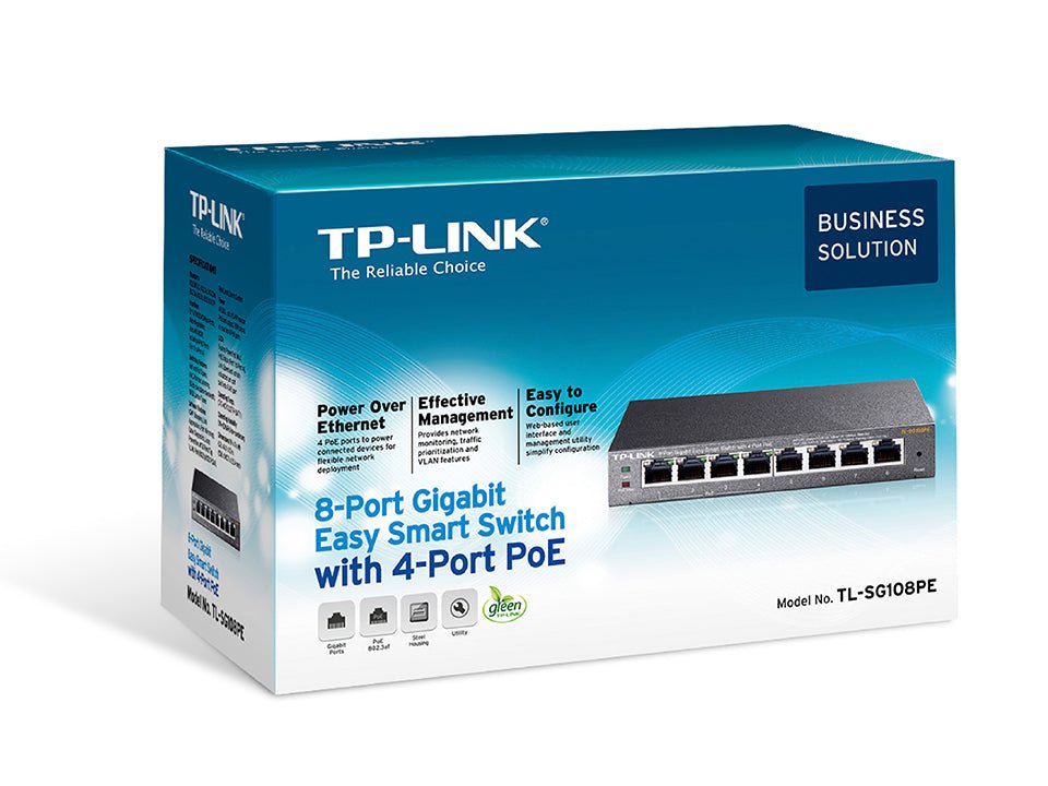 TP-Link TL-SG108PE 8-Port Gigabit Easy Smart Switch with 4-Port PoE - ACE Peripherals
