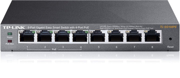 TP-Link TL-SG108PE 8-Port Gigabit Easy Smart Switch with 4-Port PoE - ACE Peripherals