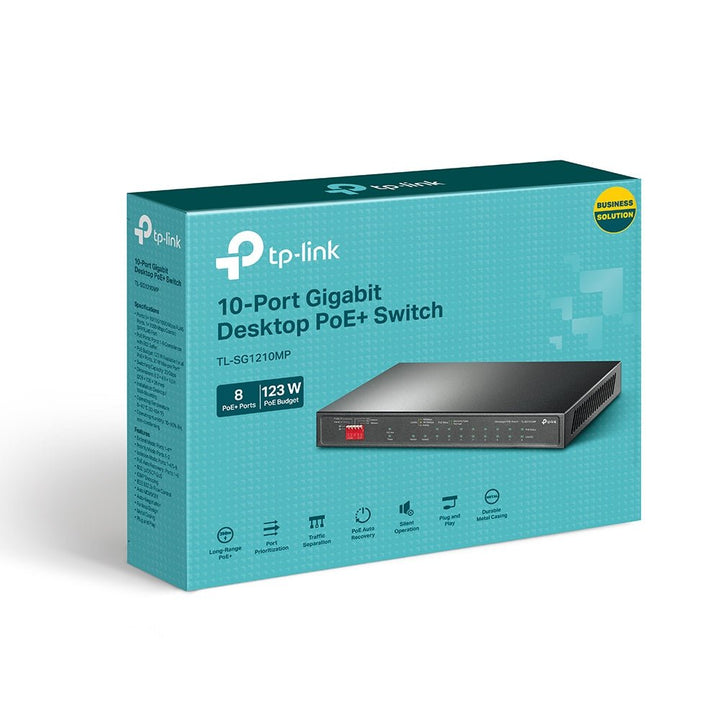 TP-Link TL-SG1210MP 10-Port Gigabit with 8-Port 250m Long Range PoE+ Unmanaged Switch - ACE Peripherals