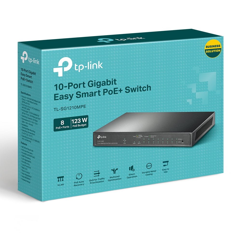 TP-Link TL-SG1210MPE 10-Port Gigabit Easy Smart Switch with 8-Port PoE+ - ACE Peripherals
