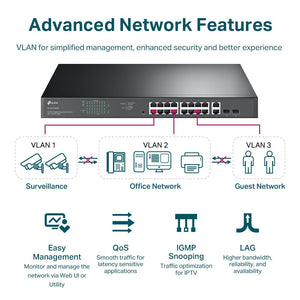 TP-Link TL-SG1218MPE 18-Port Gigabit Easy Smart Switch with 16-Port PoE+ - ACE Peripherals