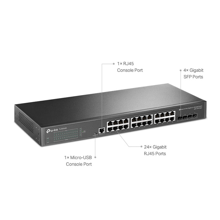 TP-Link TL-SG3428 JetStream 24-Port Gigabit L2+ Managed Switch with 4 SFP - ACE Peripherals