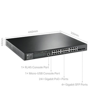 TP-Link TL-SG3428MP JetStream 28-Port Gigabit L2+ Managed Switch with 24-Port PoE+ - ACE Peripherals