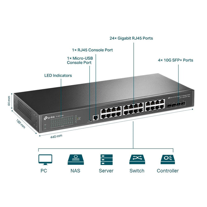 TP-Link TL-SG3428X JetStream 24-Port Gigabit L2+ Managed Switch with 4 10GE SFP+ - ACE Peripherals