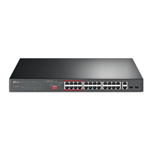 TP-Link TL-SL1226P 24-Port 10/100Mbps + 2-Port Gigabit 250m Long Range PoE+ Unmanaged Switch - ACE Peripherals