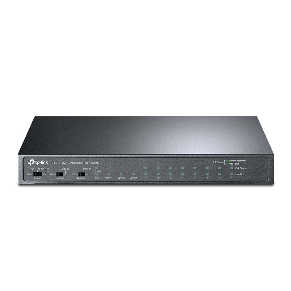 TP-Link TL-SL1311MP 8-Port 10/100Mbps + 3-Port Gigabit with 8-Port 250m Long Range PoE+ Unmanaged Switch - ACE Peripherals
