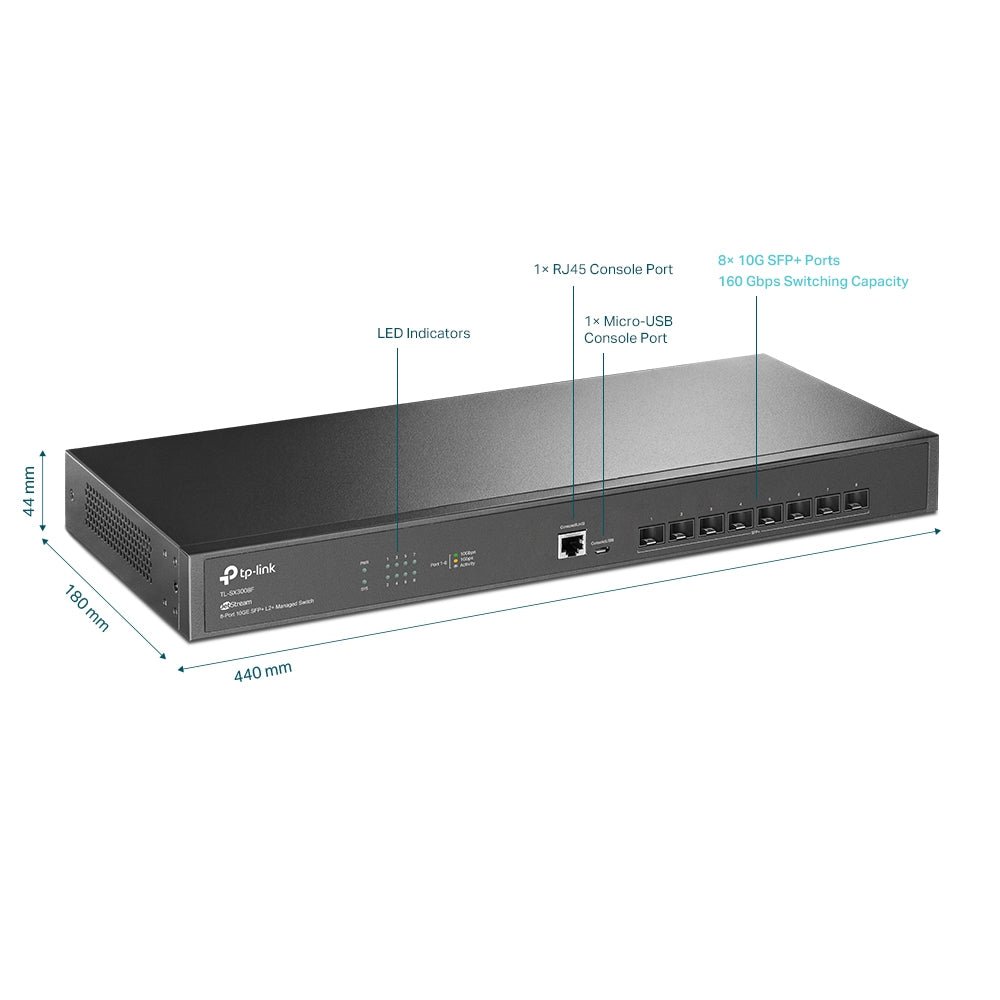 TP-Link TL-SX3008F JetStream 8-Port 10GE SFP+ L2+ Managed Switch - ACE Peripherals