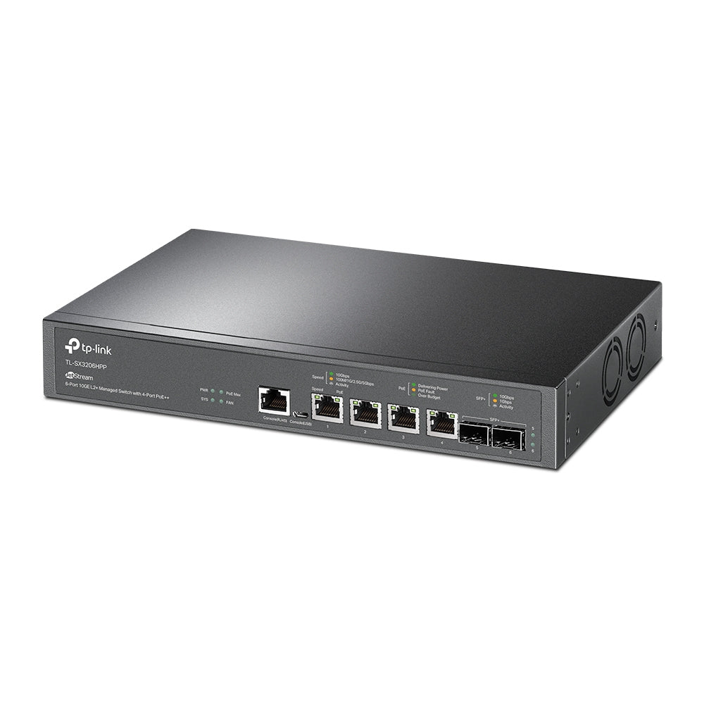 TP-Link TL-SX3206HPP JetStream 6-Port 10GE L2+ Managed Switch with 4-Port PoE++ - ACE Peripherals