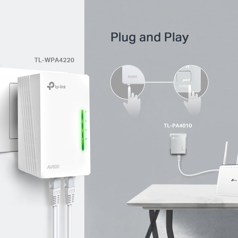 TP-Link TL-WPA4220 KIT 300Mbps AV600 Wi-Fi Powerline Extender Starter Kit - ACE Peripherals
