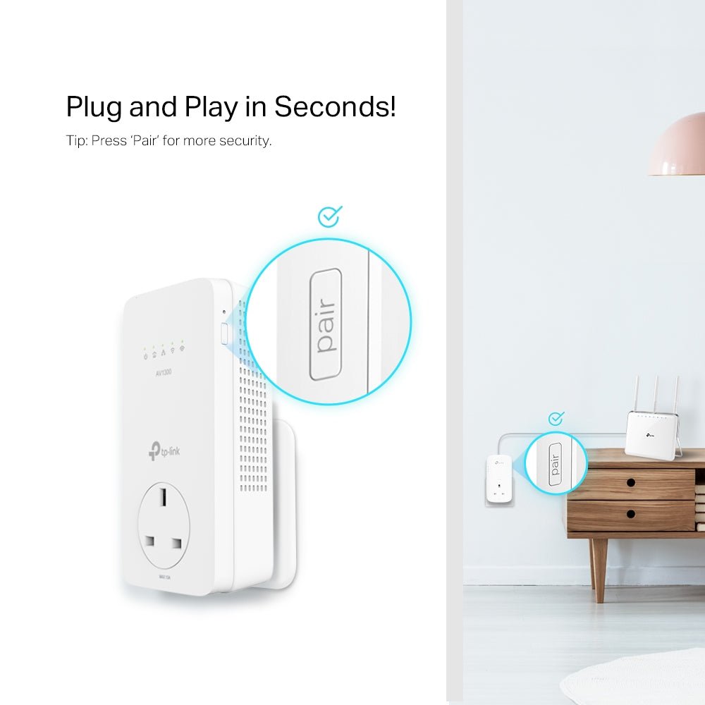 TP-Link TL-WPA8631P AV1300 Gigabit Passthrough Powerline AC Wi-Fi Extender - ACE Peripherals