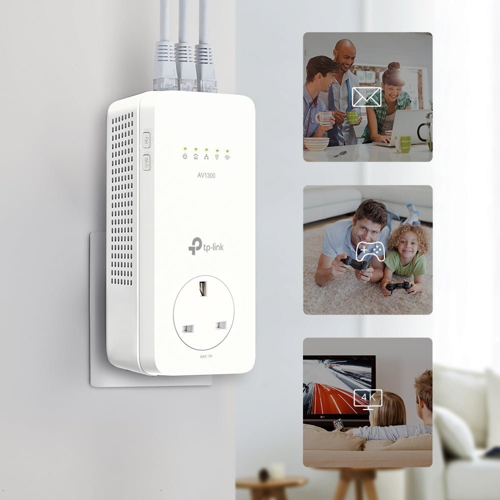 TP-Link TL-WPA8631P KIT AV1300 Gigabit Passthrough Powerline AC Wi-Fi Kit - ACE Peripherals