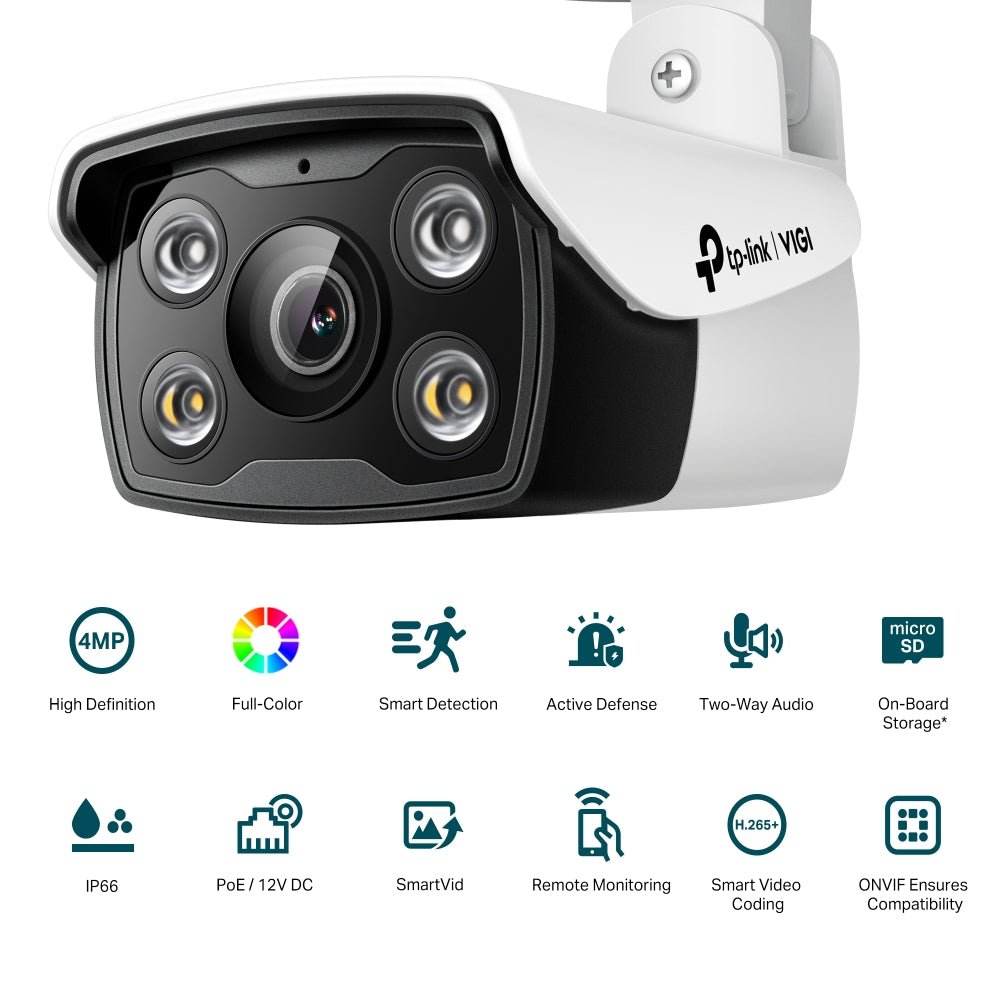 TP-Link VIGI C340 4MP Outdoor Full-Color Bullet Network Camera - ACE Peripherals