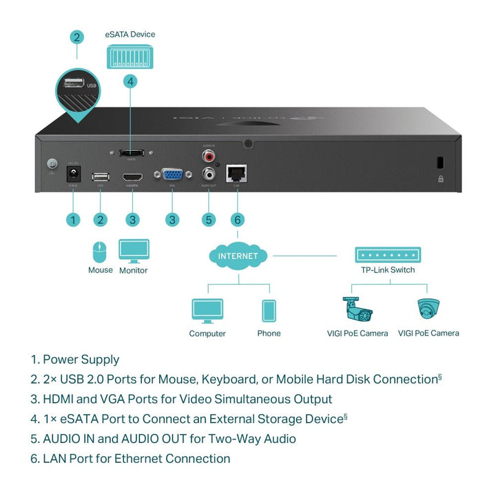 TP-Link VIGI NVR2016H 16 Channel Network Video Recorder - ACE Peripherals