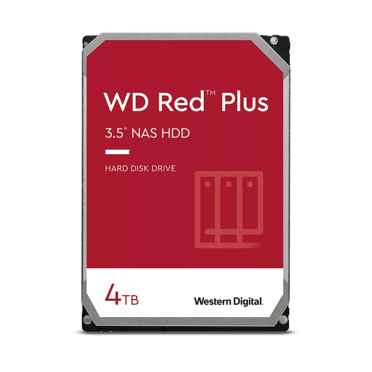 WD Red Plus 4TB NAS hard drive front view