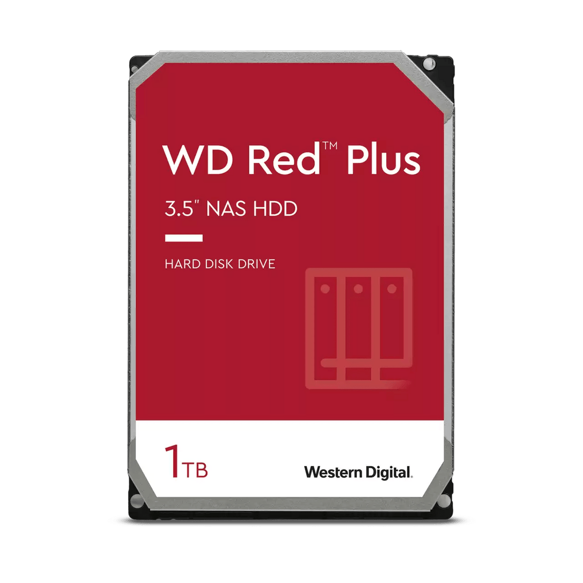 WD Red Plus 1TB NAS hard drive front view