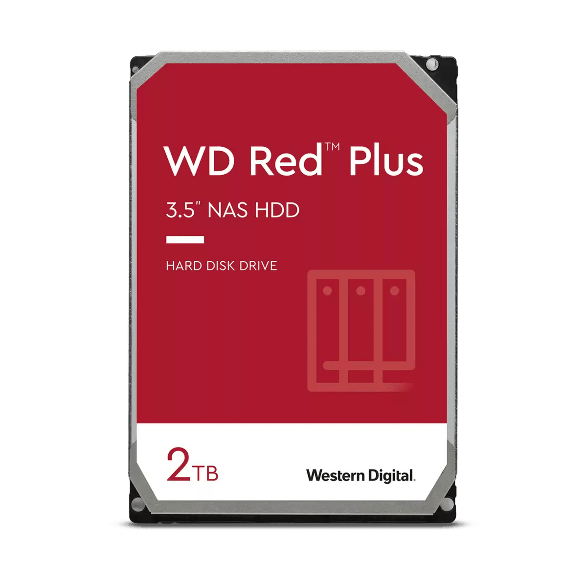 WD Red Plus 2TB NAS hard drive front view